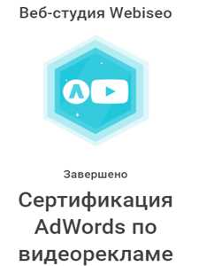 сертификат специалиста webiseo по видеорекламе